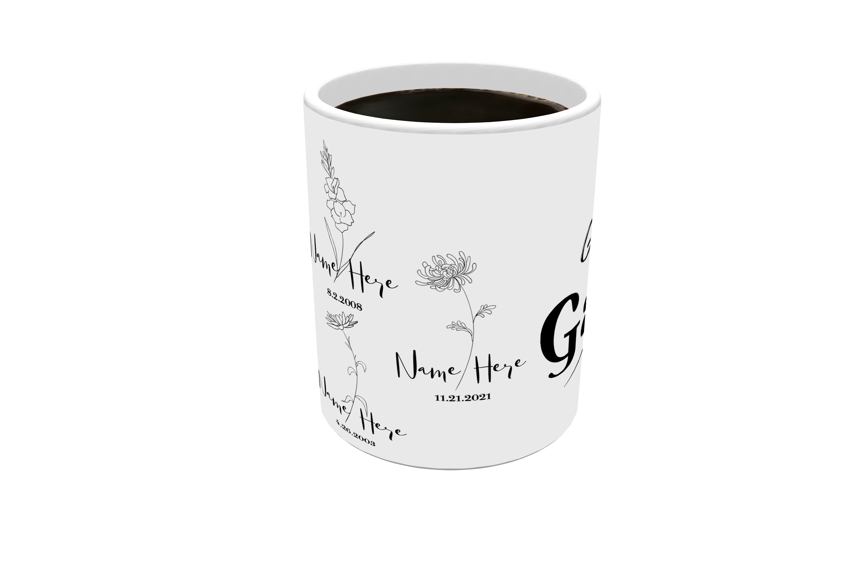 Family Collection (Birth Month Flower Garden - Personalized) White Ceramic Mug